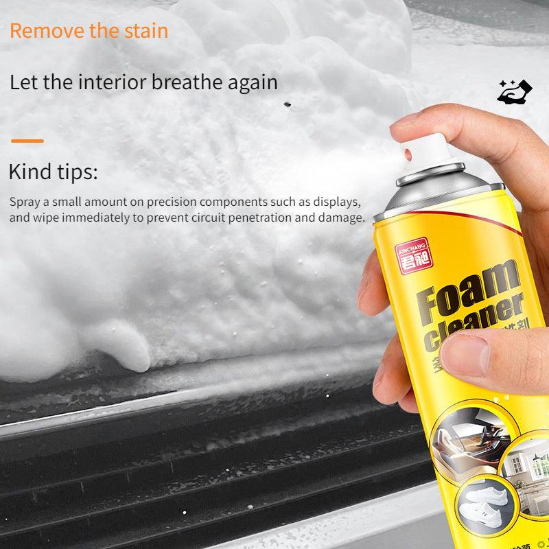 Multi-purpose foam cleaner for car interiors